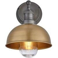 Brooklyn Outdoor & Bathroom Dome Wall Light, 8 Inch, Brass, Pewter Holder