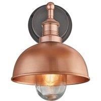 Brooklyn Outdoor & Bathroom Dome Wall Light, 8 Inch, Copper, Copper Holder