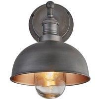 Brooklyn Outdoor & Bathroom Dome Wall Light, 8 Inch, Pewter & Copper, Pewter Holder