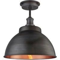 Brooklyn Outdoor & Bathroom Dome Flush Mount, 13 Inch, Pewter & Copper, Pewter Holder