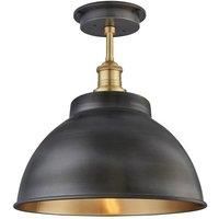 Industville - Brooklyn - Water & Weather Proof - Outdoor & Bathroom - Dome Flush Mount - 13 Inch - Pewter/Brass Material