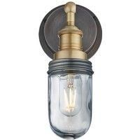 Brooklyn Outdoor & Bathroom Wall Light, Brass Holder, Pewter Ring