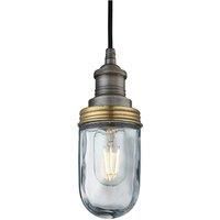Brooklyn Outdoor & Bathroom Pendant, Pewter Holder, Brass Ring