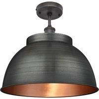 Brooklyn Dome Flush Mount, 17 Inch, Pewter & Copper, Pewter Holder