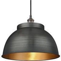 Brooklyn Outdoor & Bathroom Dome Pendant, 17 Inch, Pewter & Brass, Pewter Holder