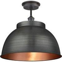 Brooklyn Outdoor & Bathroom Dome Flush Mount, 17 Inch, Pewter & Copper, Pewter Holder