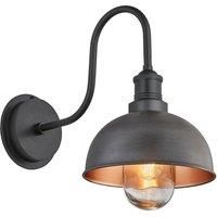 Swan Neck Outdoor & Bathroom Dome Wall Light, 8 Inch, Pewter & Copper, Pewter Holder