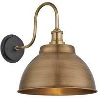 Swan Neck Outdoor & Bathroom Dome Wall Light, 13 Inch, Brass, Brass Holder