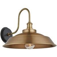 Industville - Swan Neck - Water & Weather Proof - Outdoor & Bathroom - Step Wall Light - 16 Inch - Brass/Brass Material/Tube Glass