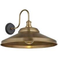 Industville - Swan Neck - Water & Weather Proof - Outdoor & Bathroom - Giant Step Wall Light - 18 Inch - Brass/Brass Material/Tube Glass