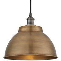 Brooklyn Outdoor & Bathroom Dome Pendant, 13 Inch, Brass, Pewter Holder, Globe Glass
