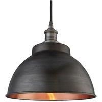 Brooklyn Outdoor & Bathroom Dome Pendant, 13 Inch, Pewter & Copper, Pewter Holder, Globe Glass