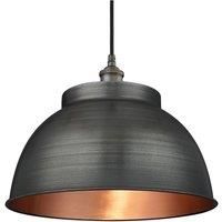 Brooklyn Outdoor & Bathroom Dome Pendant, 17 Inch, Pewter & Copper, Pewter Holder, Globe Glass