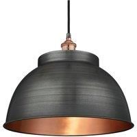 Brooklyn Outdoor & Bathroom Dome Pendant, 17 Inch, Pewter & Copper, Copper Holder, Globe Glass