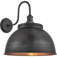 Swan Neck Outdoor & Bathroom Dome Wall Light, 17 Inch, Pewter & Copper, Pewter Holder, Globe Glass