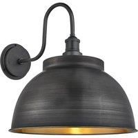 Swan Neck Outdoor & Bathroom Dome Wall Light, 17 Inch, Pewter & Brass, Pewter Holder, Globe Glass