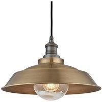 Brooklyn Outdoor & Bathroom Step Pendant, 16 Inch, Brass, Pewter Holder, Glass Globe