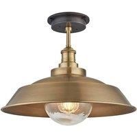 Brooklyn Outdoor & Bathroom Step Flush Mount, 16 Inch, Brass, Brass Holder, Globe Glass