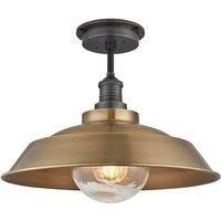 Brooklyn Outdoor & Bathroom Step Flush Mount, 16 Inch, Brass, Pewter Holder, Globe Glass