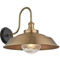 Industville - Swan Neck - Water & Weather Proof - Outdoor & Bathroom - Step Wall Light - 16 Inch - Brass/Brass Material/Globe Glass