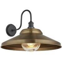 Industville - Swan Neck - Water & Weather Proof - Outdoor & Bathroom - Giant Step Wall Light - 18 Inch - Brass/Pewter Material/Globe Glass