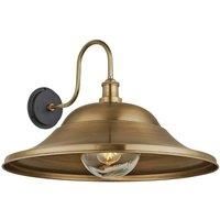 Industville - Swan Neck - Water & Weather Proof - Outdoor & Bathroom - Hat Wall Light - 21 Inch - Brass/Brass Material/Globe Glass