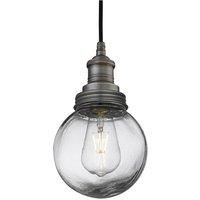Brooklyn Outdoor & Bathroom Pendant, Pewter Holder, Pewter Ring, Globe Glass