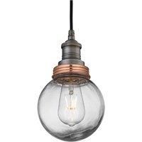 Industville - Brooklyn Outdoor & Bathroom Pendant - Pewter/Copper - Globe Glass