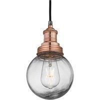 Brooklyn Outdoor & Bathroom Pendant, Copper Holder, Copper Ring, Globe Glass