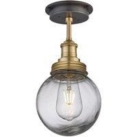 Industville - Brooklyn Outdoor & Bathroom Flush Mount - Brass - Globe Glass