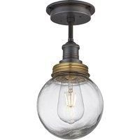 Industville Brooklyn Pewter Brass Ring Glass Outdoor Semi Flush Mount Light Industville  - Size: Large