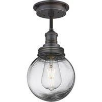 Brooklyn Outdoor & Bathroom Flush Mount, Pewter Holder, Pewter Ring, Globe Glass