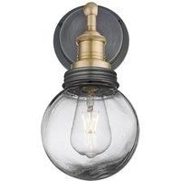 Industville - Brooklyn Outdoor & Bathroom Wall Light - Brass/Pewter - Globe Glass