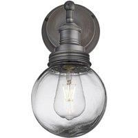 Industville - Brooklyn Outdoor & Bathroom Wall Light - Pewter - Globe Glass