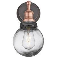 Industville - Brooklyn Outdoor & Bathroom Wall Light - Copper/Pewter - Globe Glass
