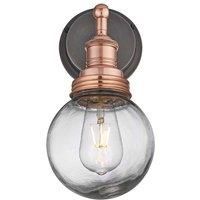 Brooklyn Outdoor & Bathroom Wall Light, Copper Holder, Copper Ring, Globe Glass