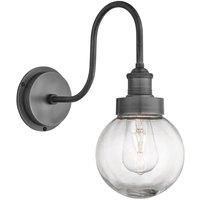 Industville - Swan Neck - Water & Weather Proof - Outdoor & Bathroom - Globe Glass - Pewter/Brass Material - 37.5 CM X 32.5 CM X 32.5 CM