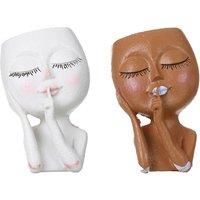 Cute Face Shaped Plant Pot - Brown And/Or White