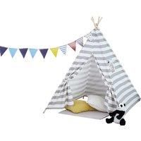 Kids Canvas Teepee Tent - Pink, Striped Or White - Navy