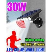 30W LED Solar Light Outdoor Waterproof Spotlight PIR Motion Sensor Exterior Wall Lamp For Garden Garage Entrance Street Lighting