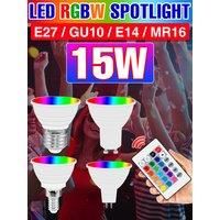 15W RGBW LED Light Bulb E27/E26 Colorful Spotlight GU10 Ceiling Lamp E14 IR Remote Control Dimmable MR16 For Home Party Decorate