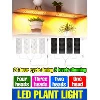 USB DC5V LED Plant Grow Light Full Spectrum Quantum Board Cultivation Lamp 1/2/3/4 Head Dimmable 8/12/16 Hour Timing Auto On/Off