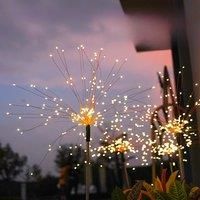 LED Solar Power Firework Lights Dandelion Fairy Lawn String Lamps Waterproof Outdoor Garden