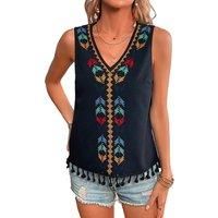 Bohemian Tassel Sleeveless Vest Top - White, Black, Pink Or Apricot