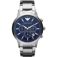 BRAND NEW EMPORIO ARMANI AR2448 STAINLESS STEEL BLUE DIAL CHRONOGRAPH MENS WATCH
