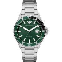 Emporio Armani Men'S Stainless Steel Quartz Watch - Silver & Green Dial