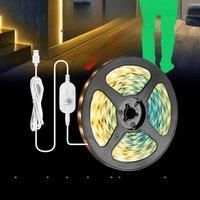 LED Kitchen Light PIR Motion Sensor Under Cabinet Lamp USB DC5V Strip Lights Leds Tape Stair Bedside