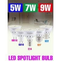 LED E27 Light Bulb E14 Ceiling Lamp GU10 Spotlight 5W 7W 9W MR16 Leds Chandelier Bulbs B22 Cold/Warm White Lighting GU5.3 AC220V