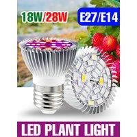 28W 18W E27/E14 LED Grow Lights Full Spectrum Plants UV Lamp Indoor Flower Potted Succulent Cultivation Growth Box Fill Lighting