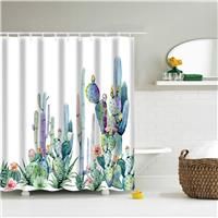 IcosaMro Cactus Shower Curtain for Bathroom with Hooks, 71Wx72L, Green